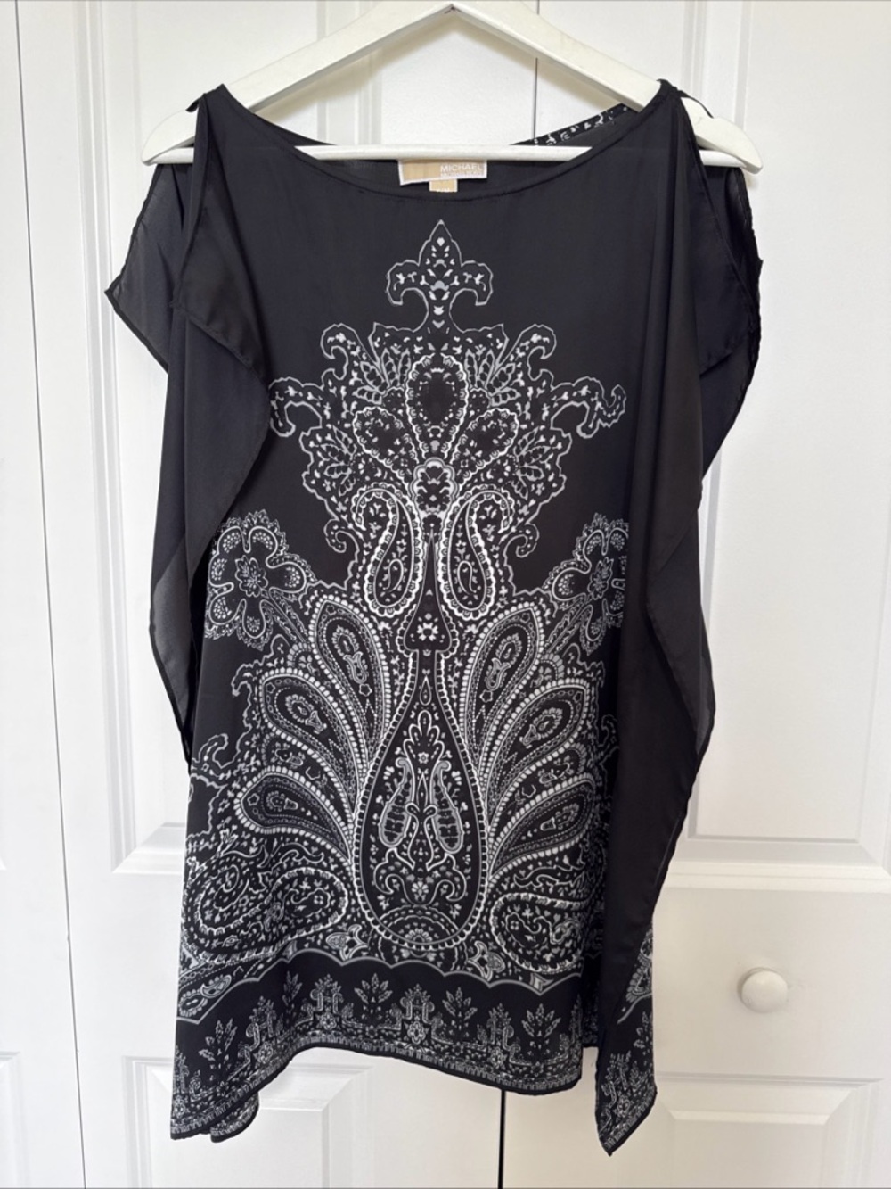 Michael Kors Tunic Bandana Top Black Size S/M Tunic Flowy Paisley